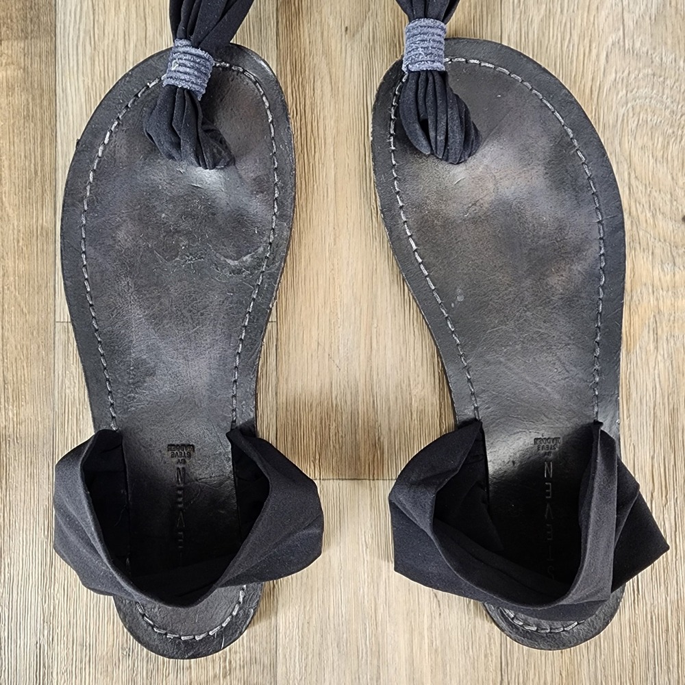 Steven by Steve Madden Black‎ Thong Sandals Size 39 Leather Sole Made in Italy - Picture 2 of 6